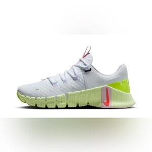Nike Free Metcon 5 White/Barely Volt/Pink Foam/Bright Crimson Workout Shoes Sz 7